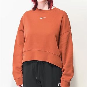 Nike fleece oversized crew neck terracotta size XS NWOT